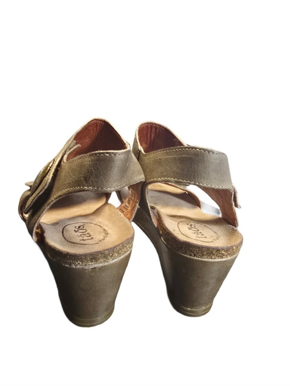 Taos Footwear Taupe Carousel 2 Leather Slingback Sandals with Gold Accents Sz.39 - Picture 5 of 11